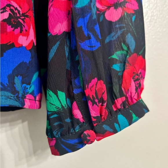 J Crew button front blouse collar floral cottagecore long sleeve petite medium - Picture 8 of 10